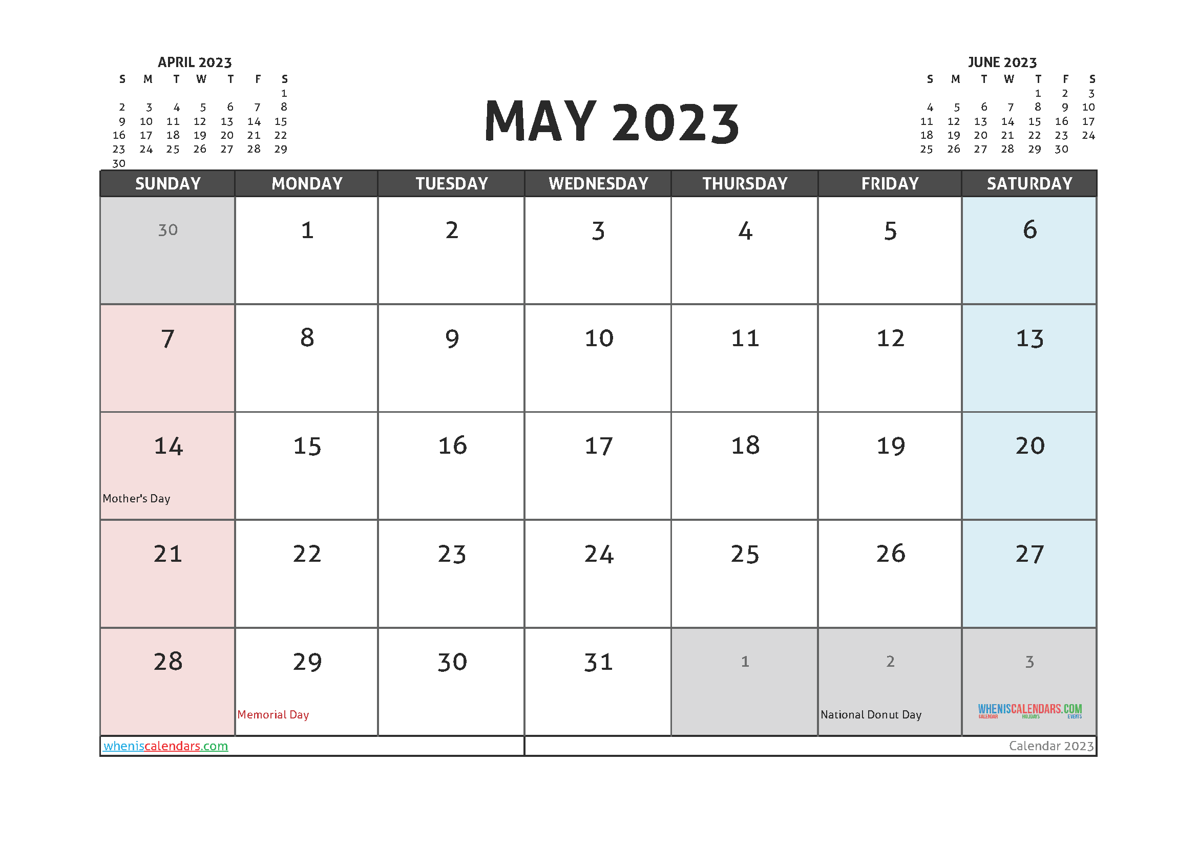 Printable May 2023 Calendar PDF