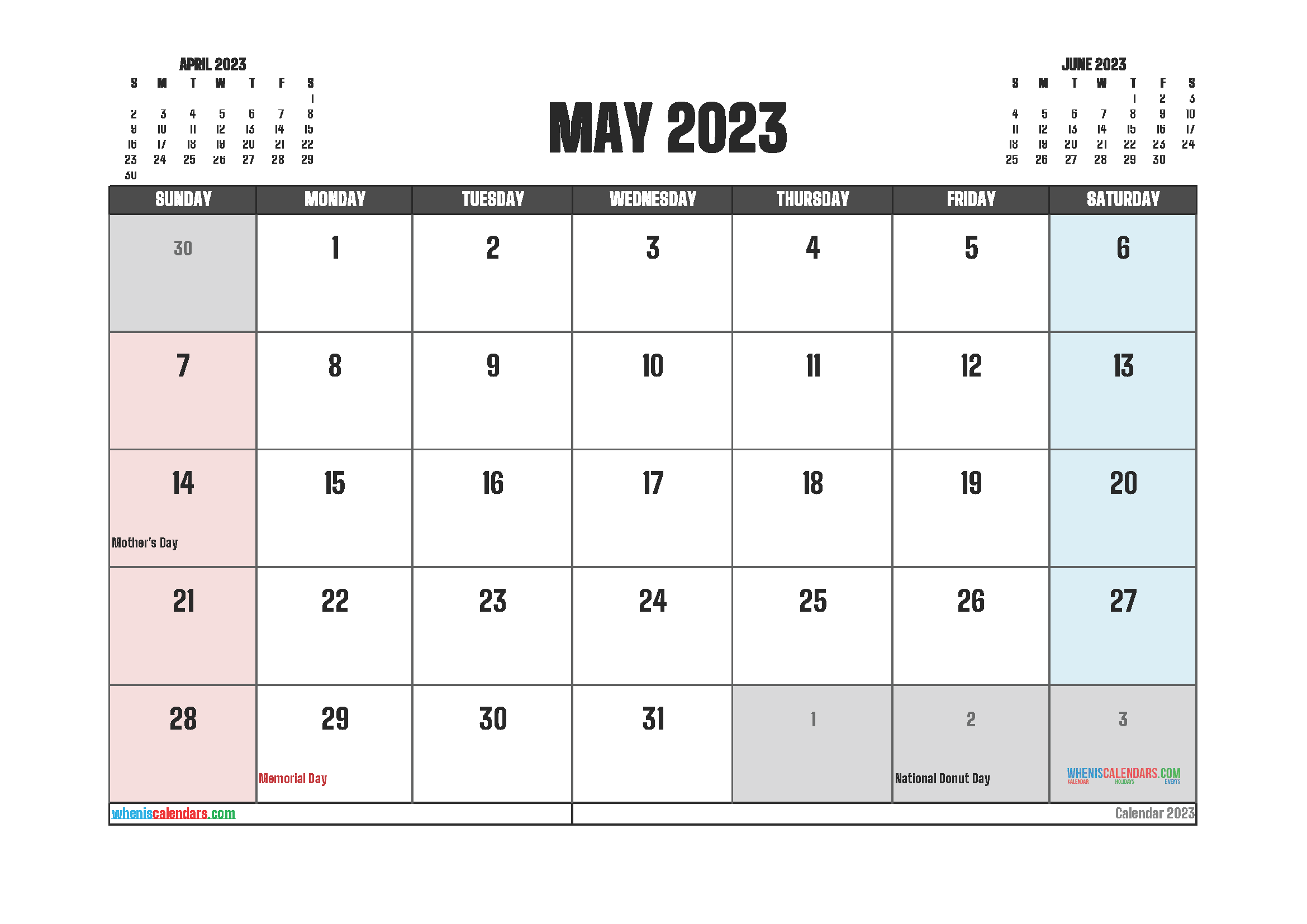 Free Printable May 2023 Calendar Waterproof Printable Templates Free