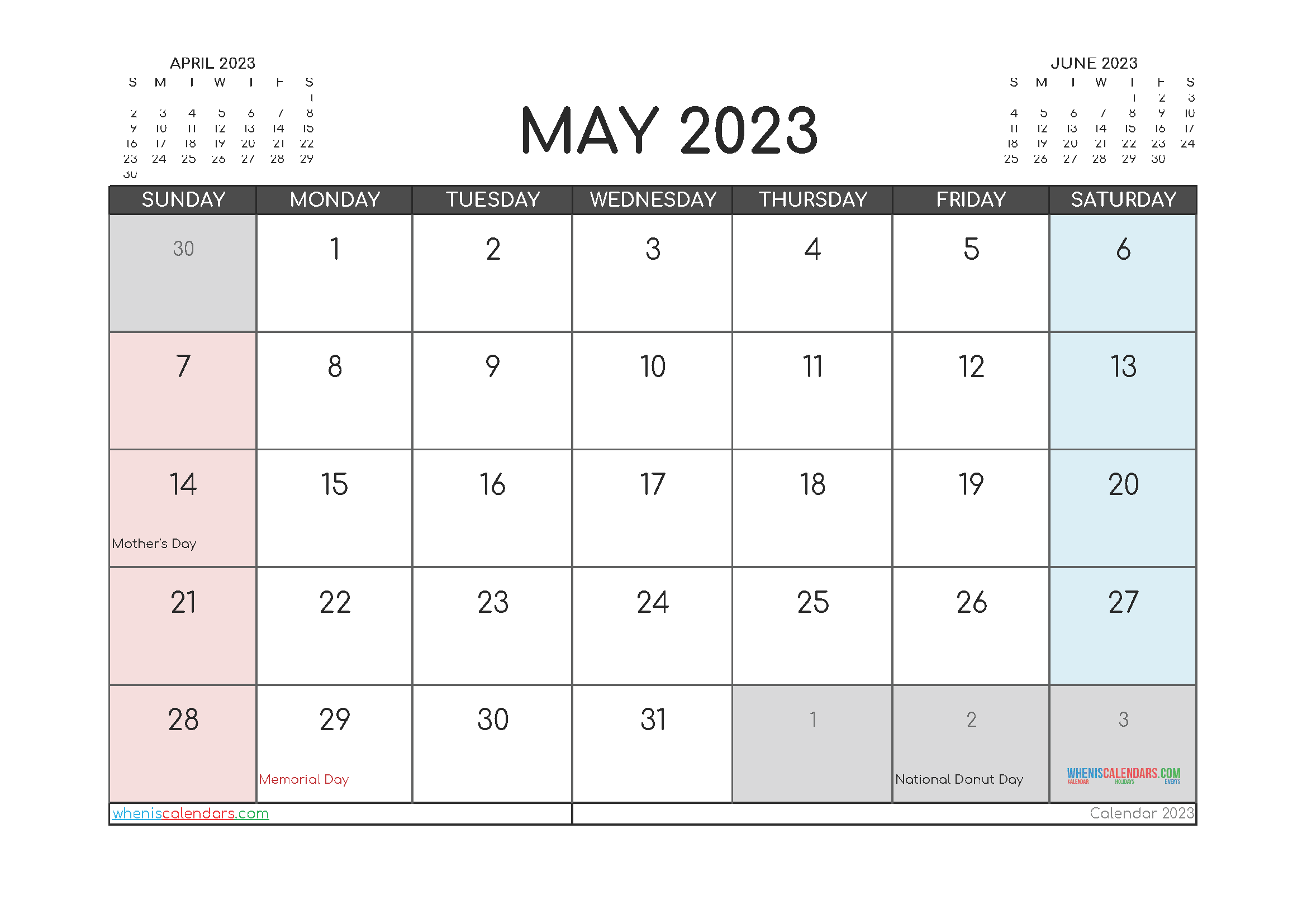 May 2023 Calendar Printable Free