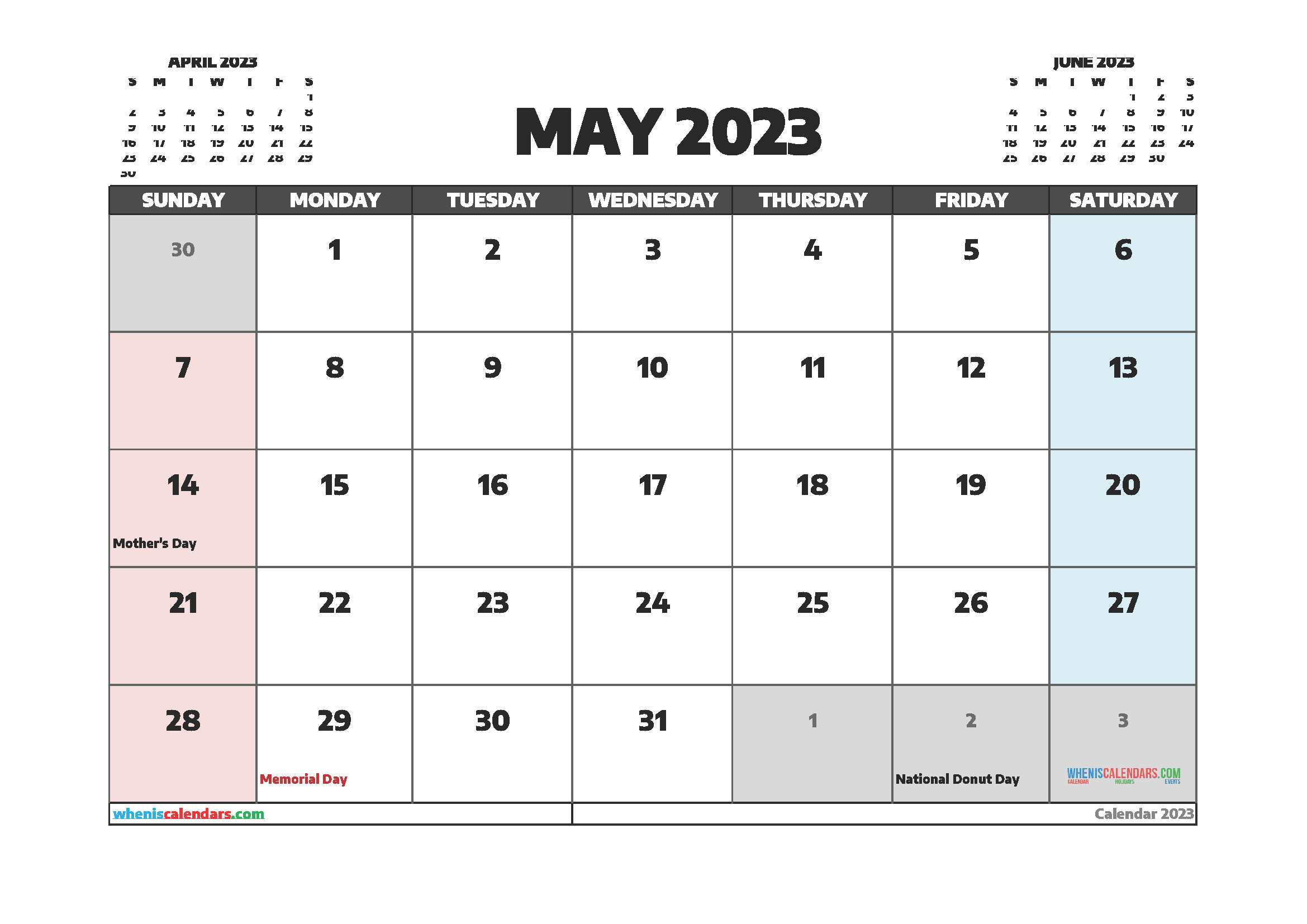 Free Printable May 2023 Calendar 12 Templates Free Printable 2021 All