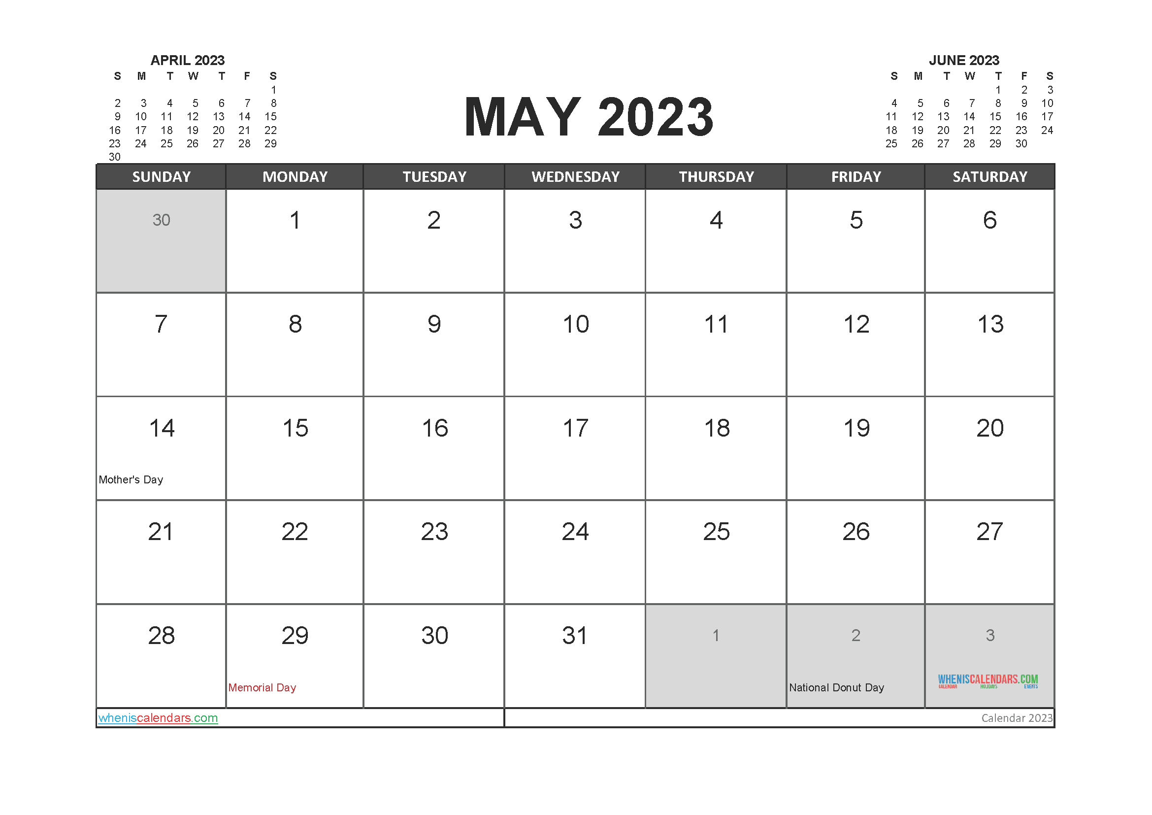 May Calendar South Africa