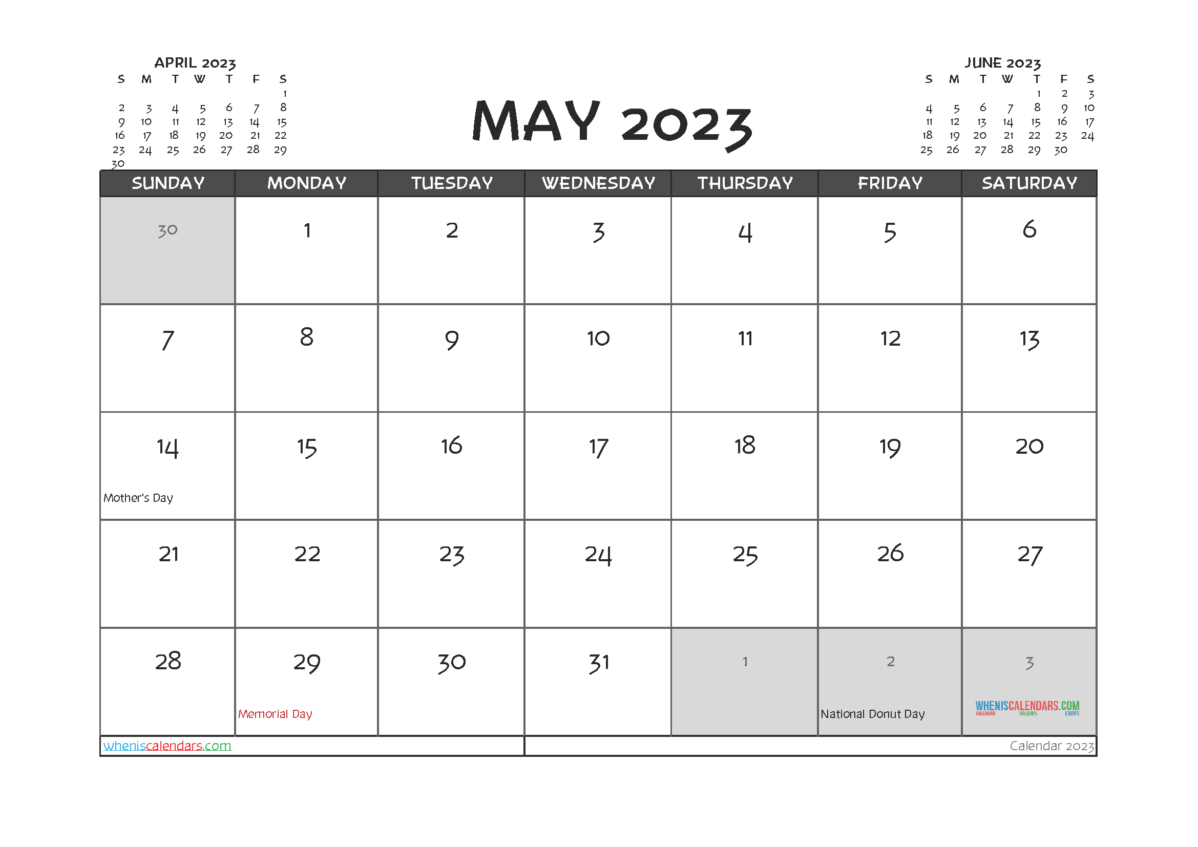 Free May 2023 Printable Calendar