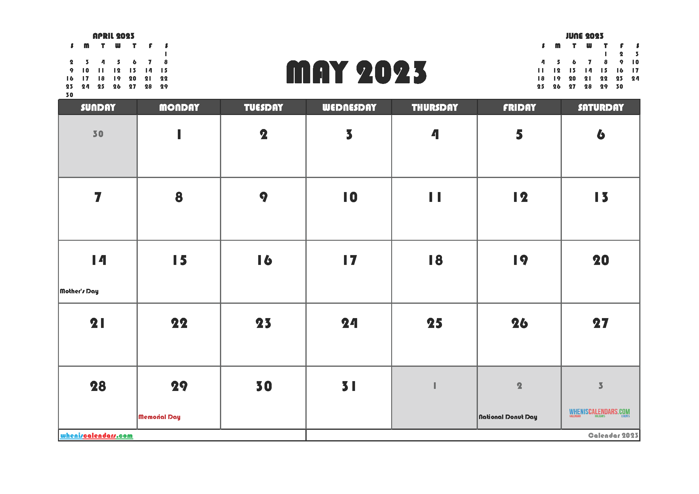 Free Editable May 2023 Printable Calendar