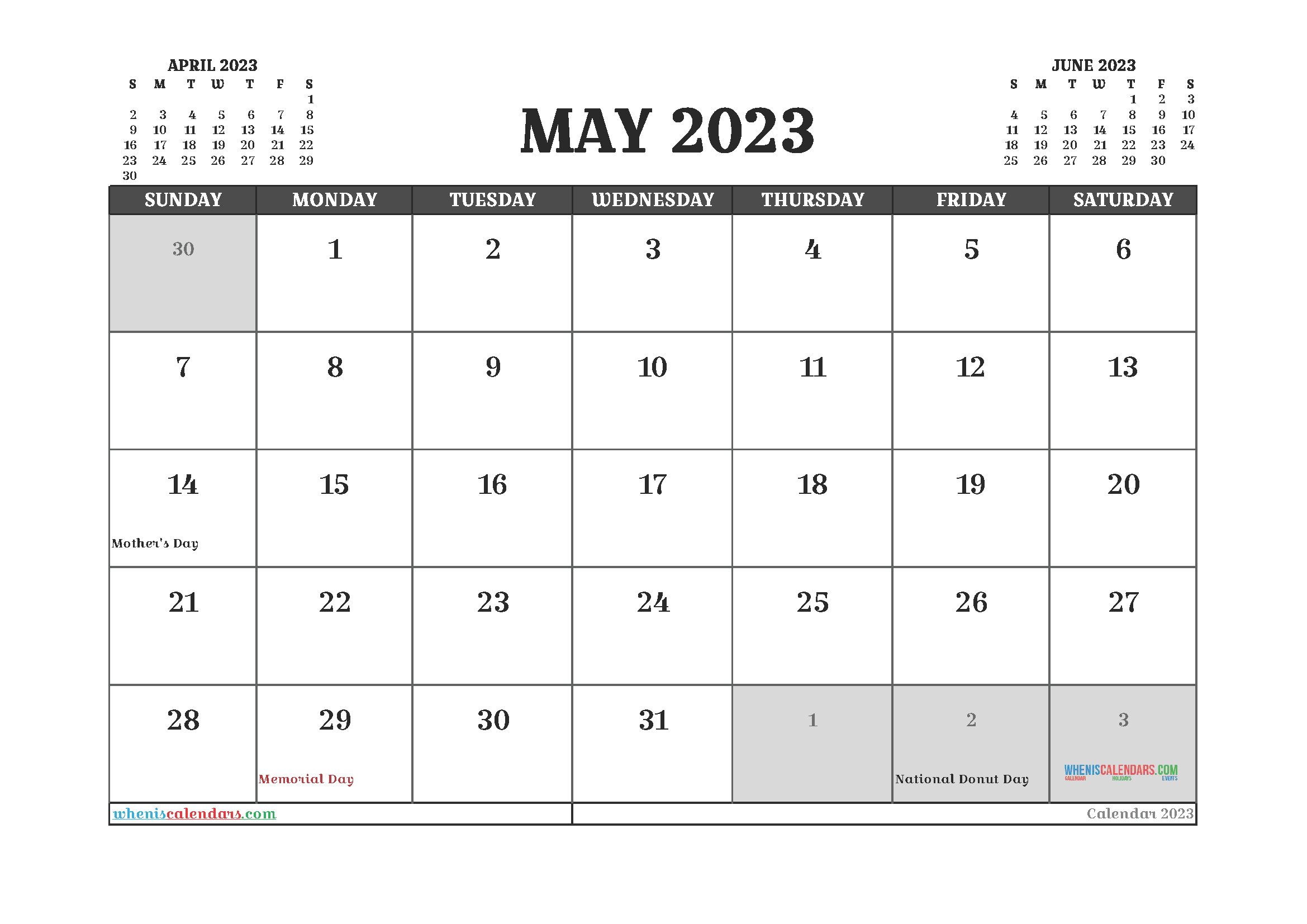 Free May 2023 Printable Calendar