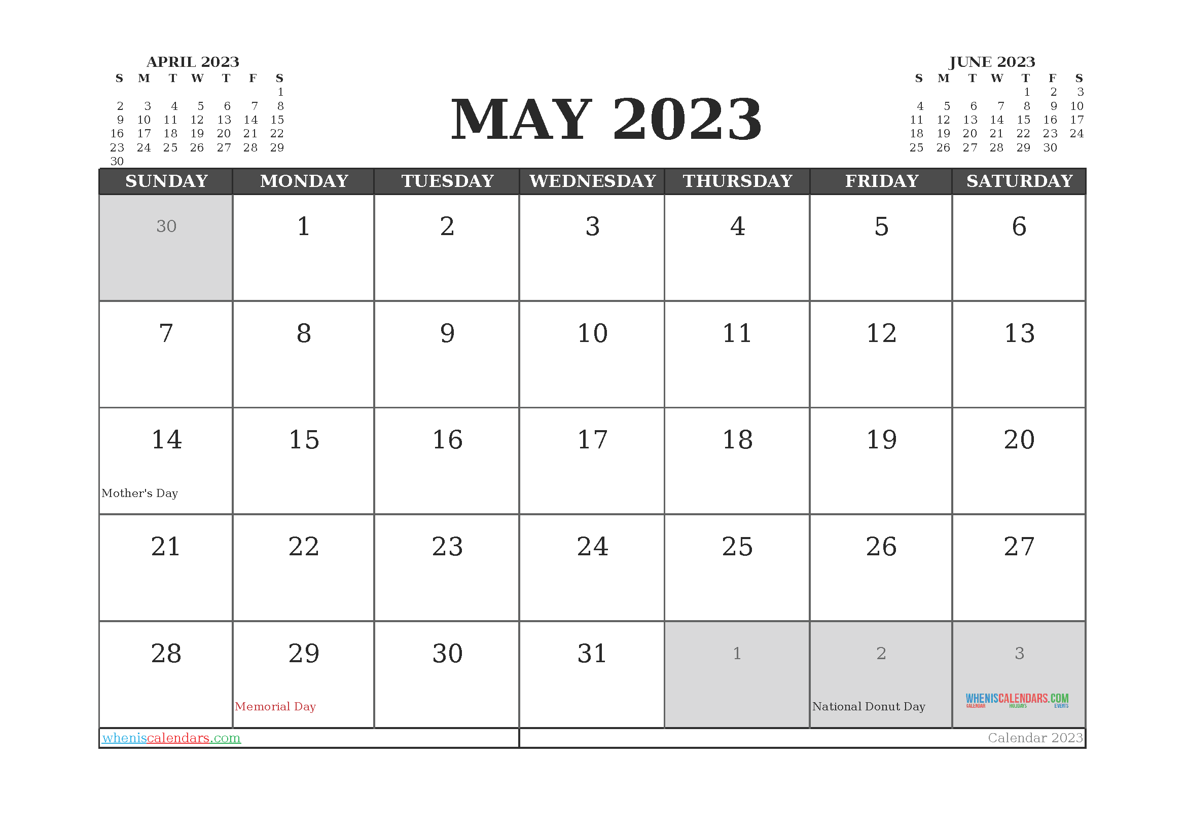 May 2023 Calendar Printable For Free