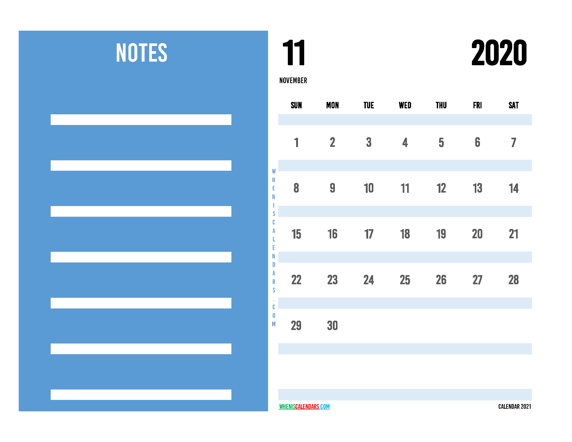 Editable November 2020 Calendar Printable