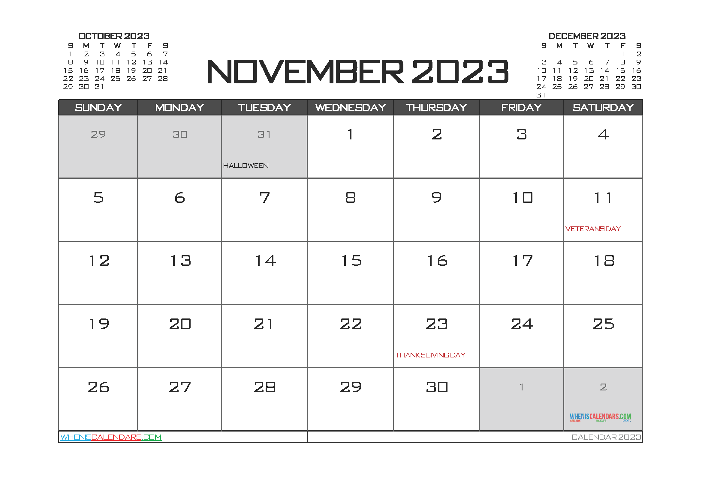 Editable Printable November 2023 Calendar