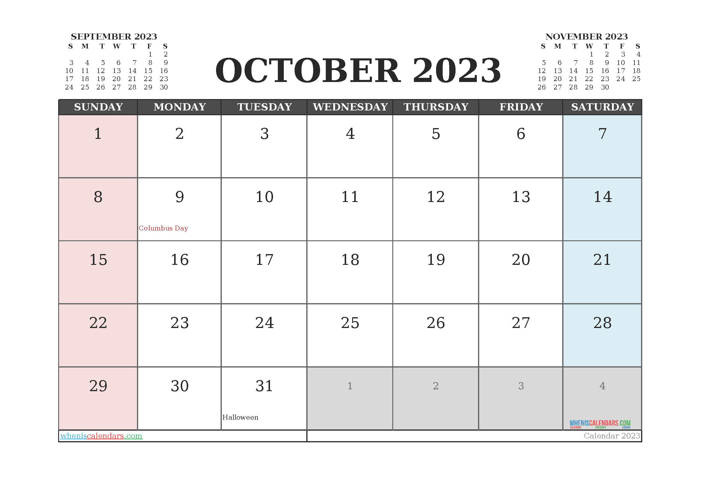 Editable Printable October 2023 Calendar