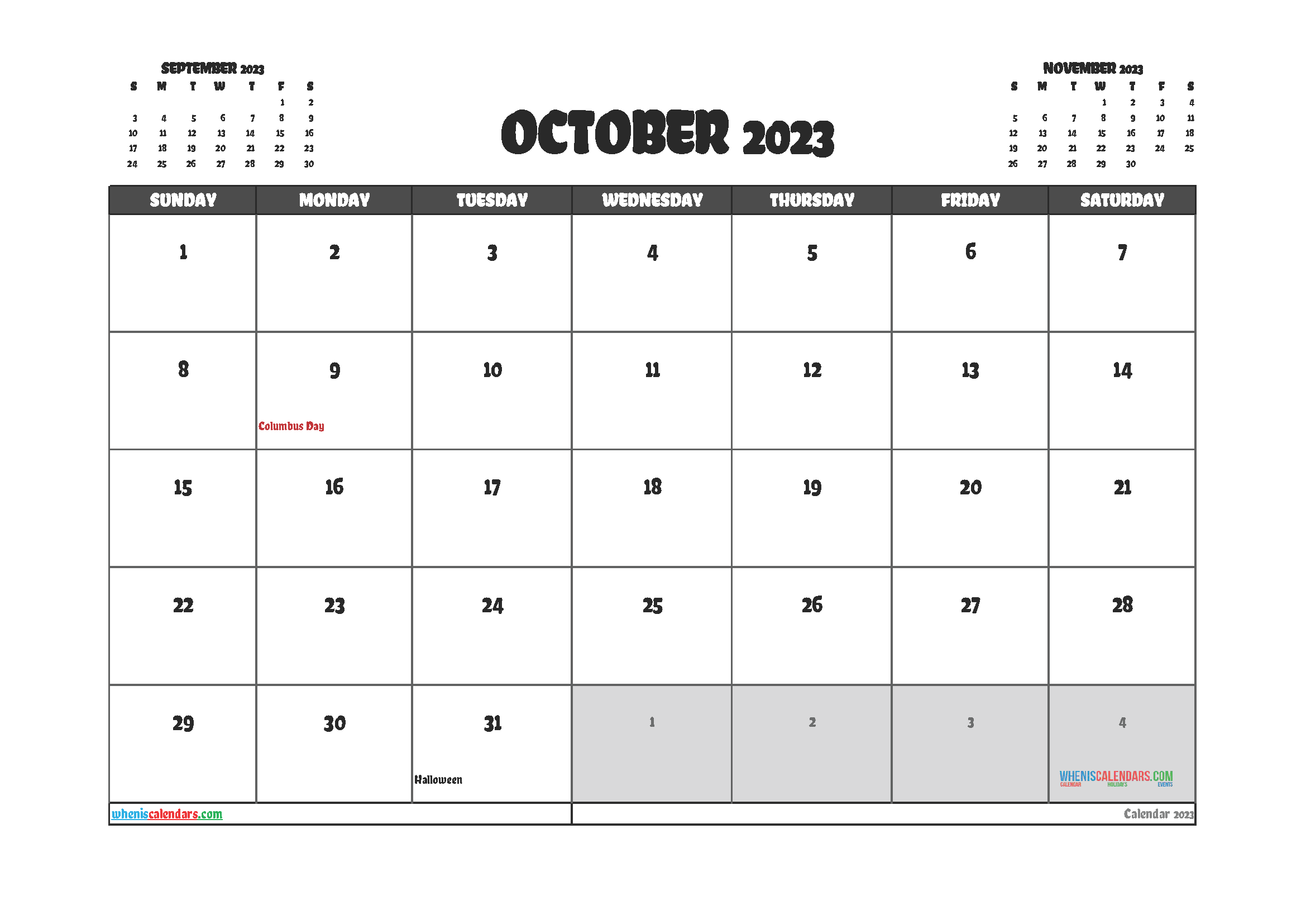 Editable Printable October 2023 Calendar