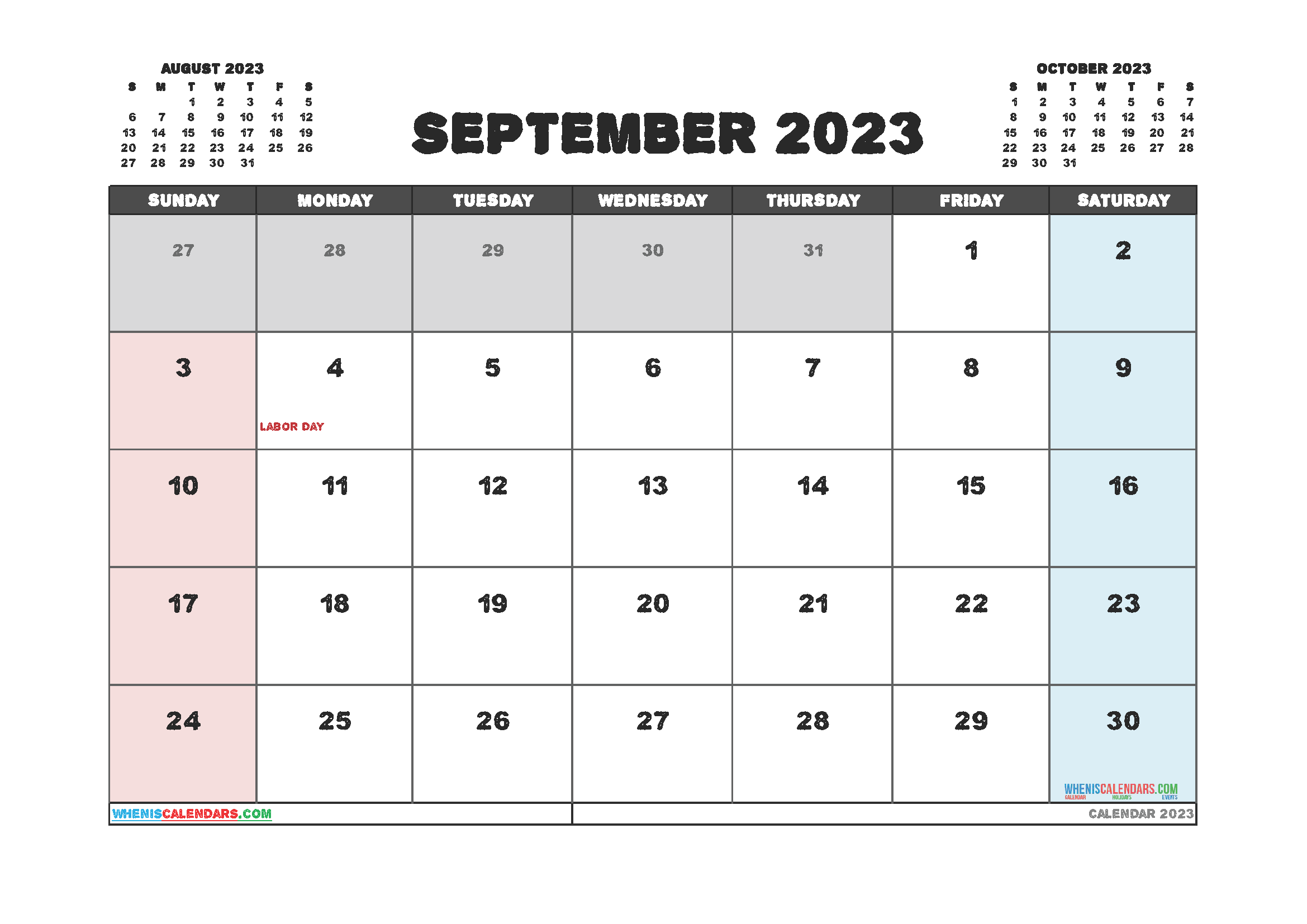 Printable Calendar September 2023 Free