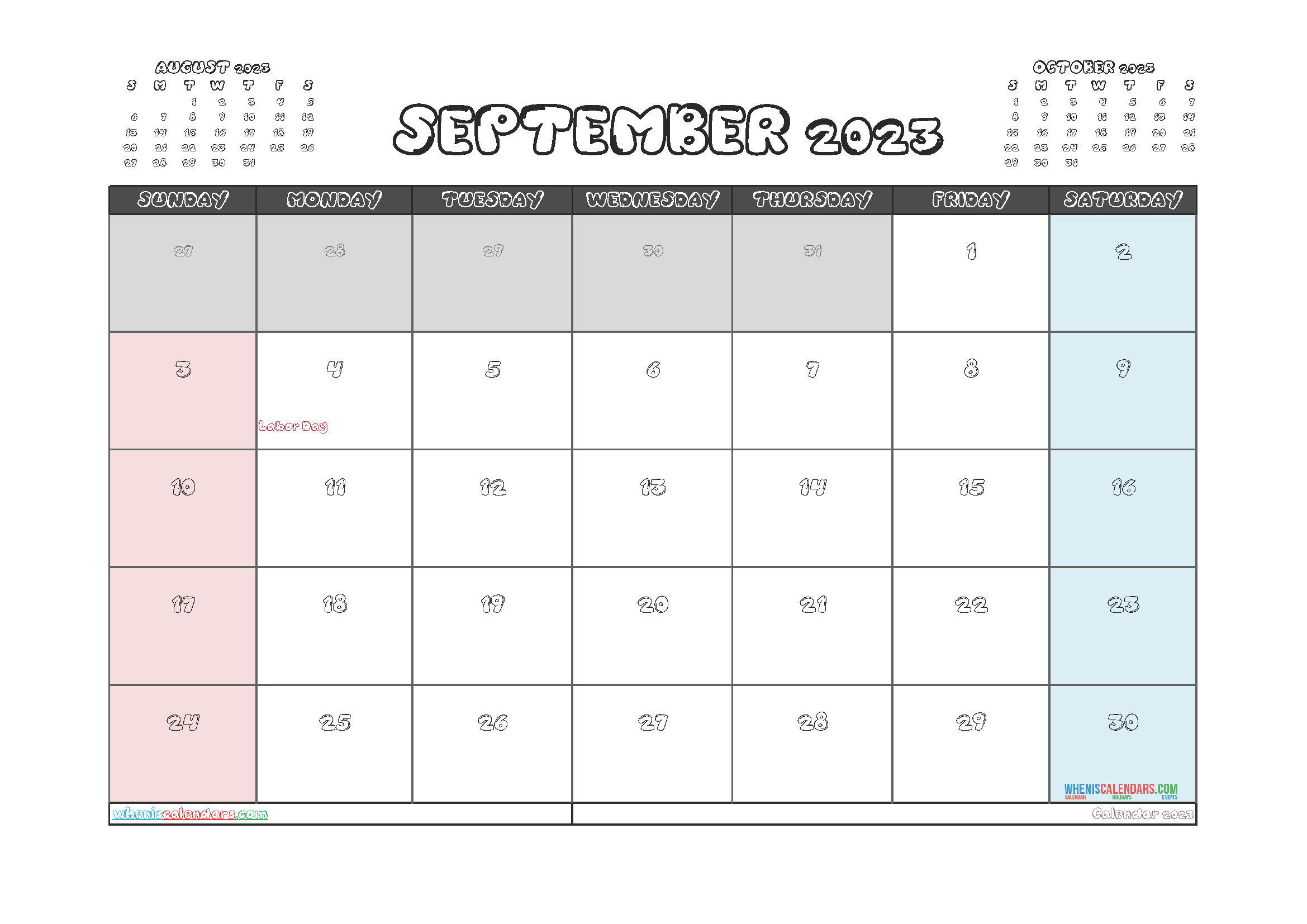 Free Editable Calendar September 2023 PDF