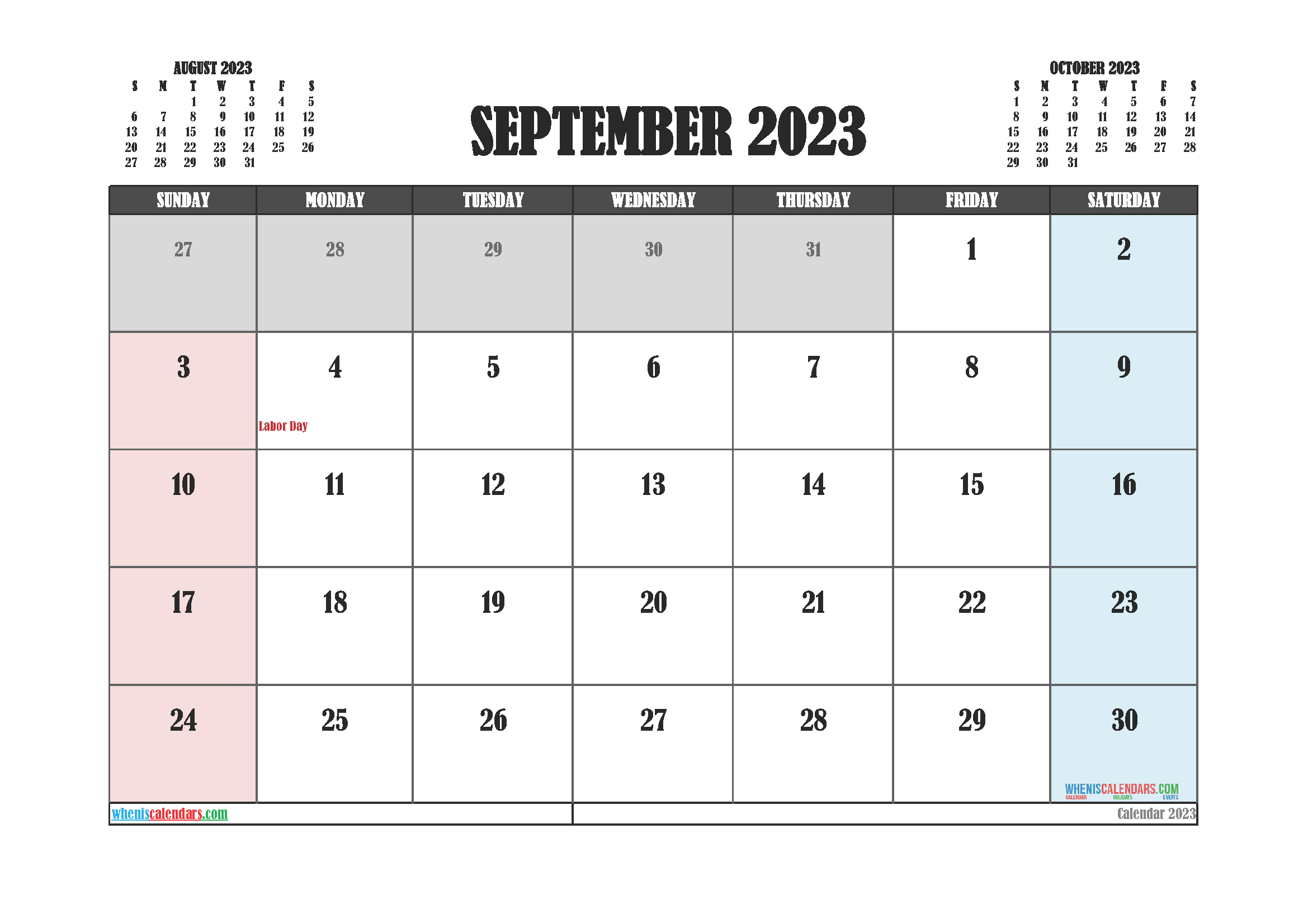 Free Printable September 2023 Calendar 12 Templates