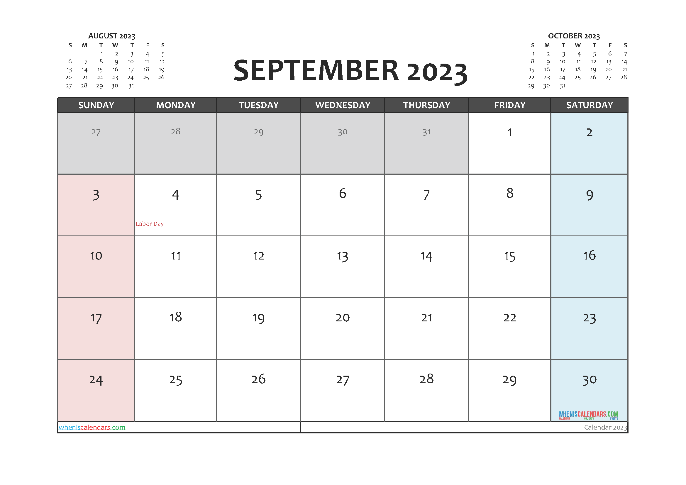 Printable September 2023 Calendar Free