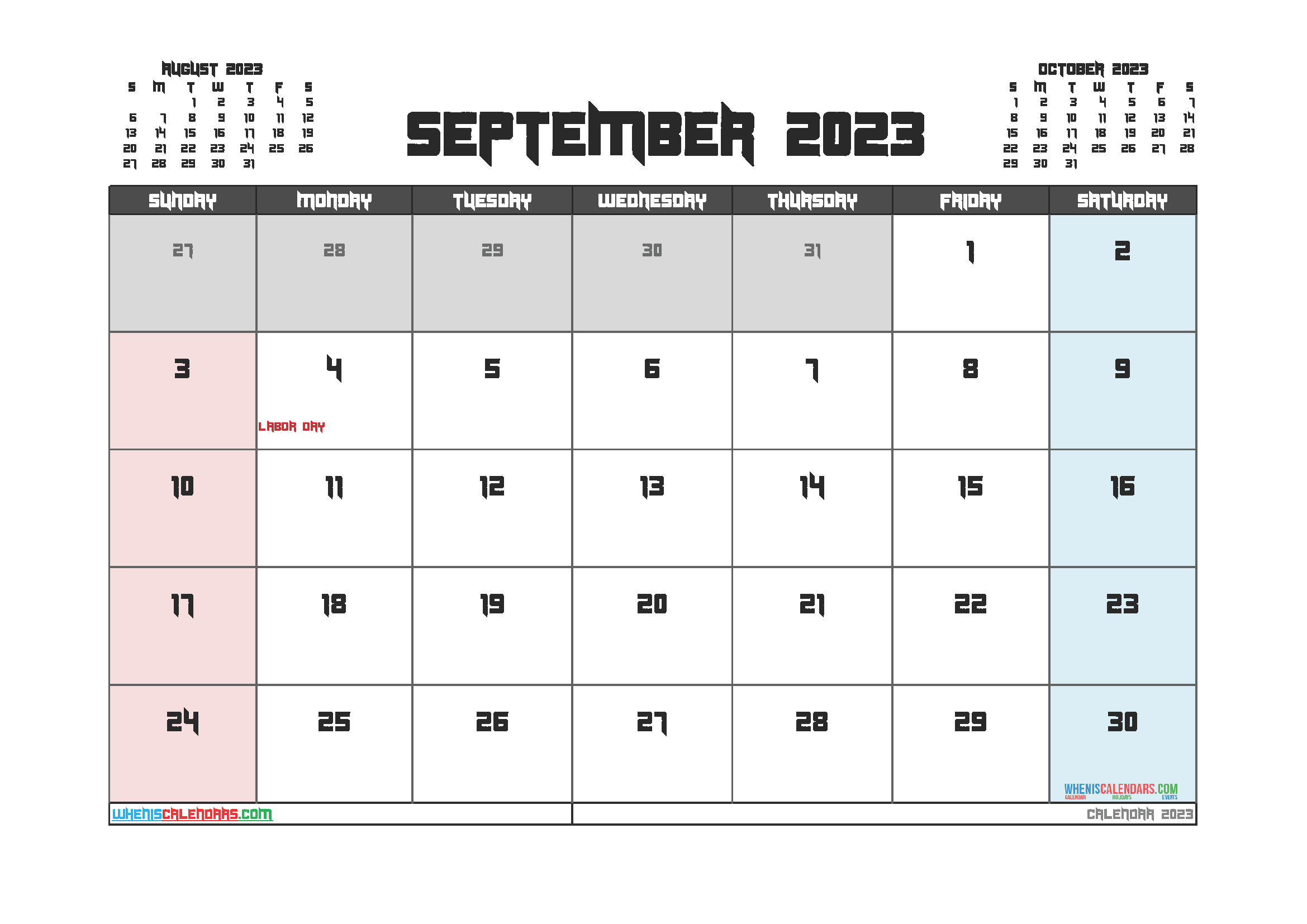 Printable September 2023 Calendar Free - 12 Templates