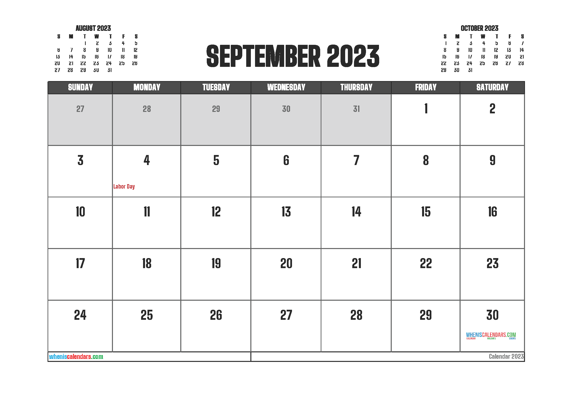calendar 2023 september printable templates holidays