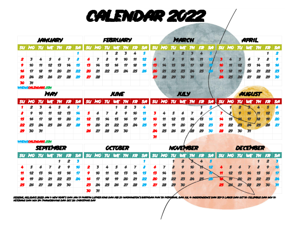 Free Printable 2022 Calendar with Holidays PDF