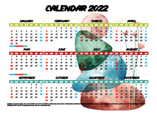 Free Printable 2022 Calendar with Holidays PDF