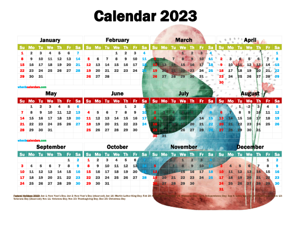 Free Printable 2023 Calendar with Holidays