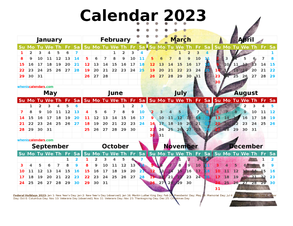 12 Free 2023 Printable Calendar Pdf Watercolor Premium Printable