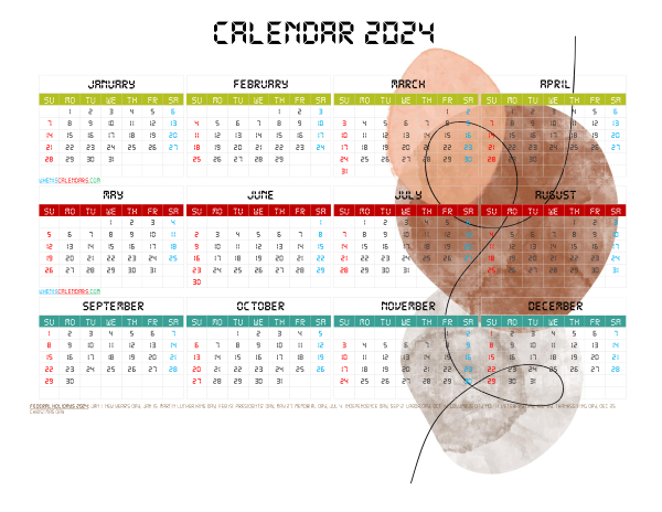 Free 2024 Printable Yearly Calendar