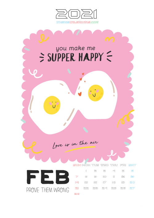 February 2021 Calendar Printable for Kids