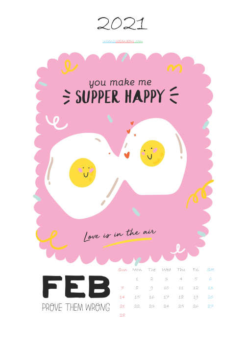February 2021 Calendar Printable for Kids