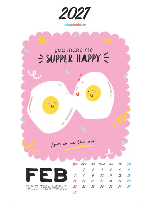 Cute Calendar Printable February 2021