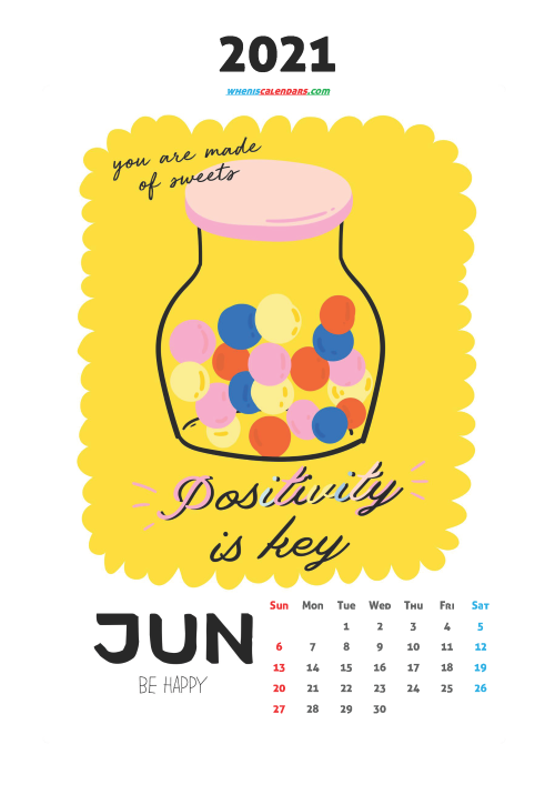 Cute Calendar Printable June 2021
