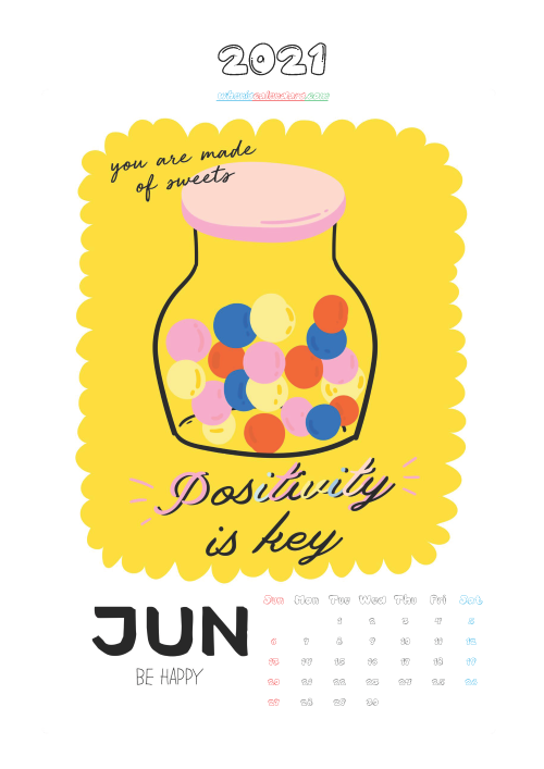Free June 2021 Cute Calendar