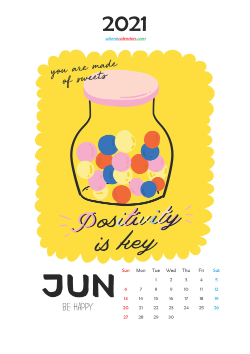 June 2021 Cute CalendarPrintable