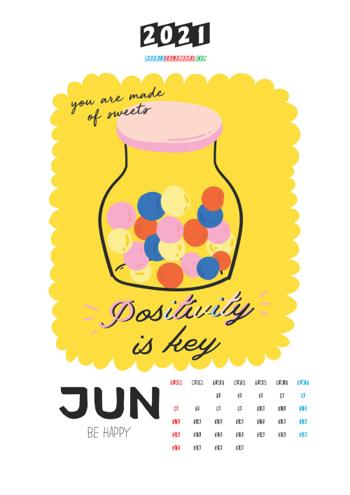 Free Cute Calendar Printable June 2021