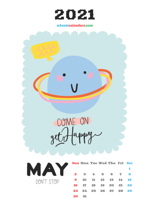 May 2021 Cute CalendarPrintable
