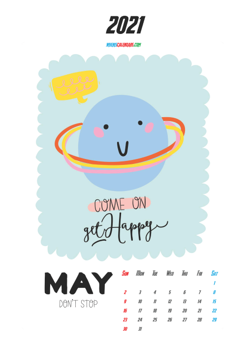 May 2021 Calendar Printable for Kids
