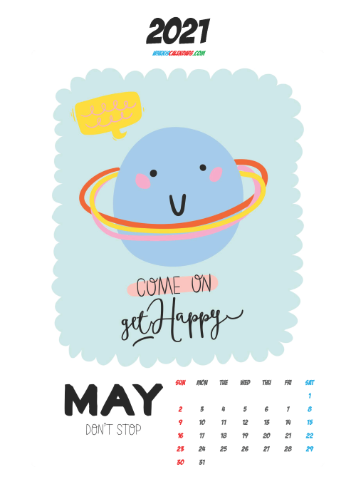 Cute Calendar Printable May 2021