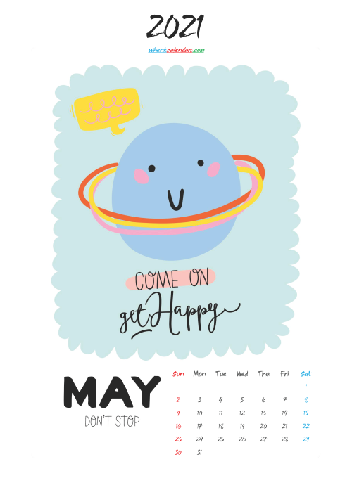 May 2021 Cute CalendarPrintable