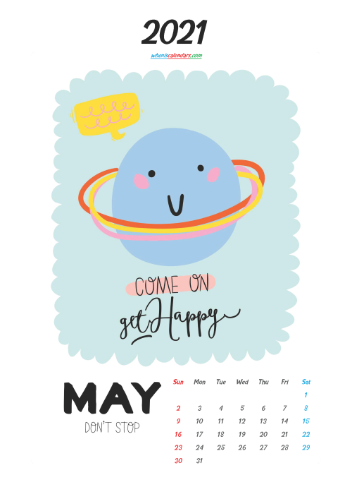 May 2021 Calendar Printable for Kids