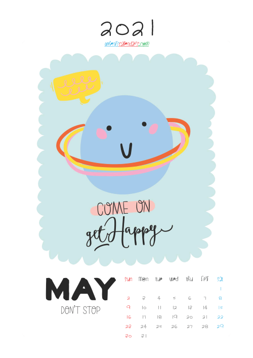 Cute Calendar Printable May 2021