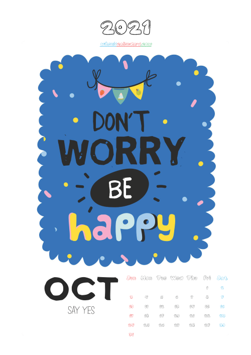 Free October 2021 Cute Calendar