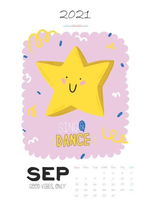 September 2021 Calendar Printable for Kids
