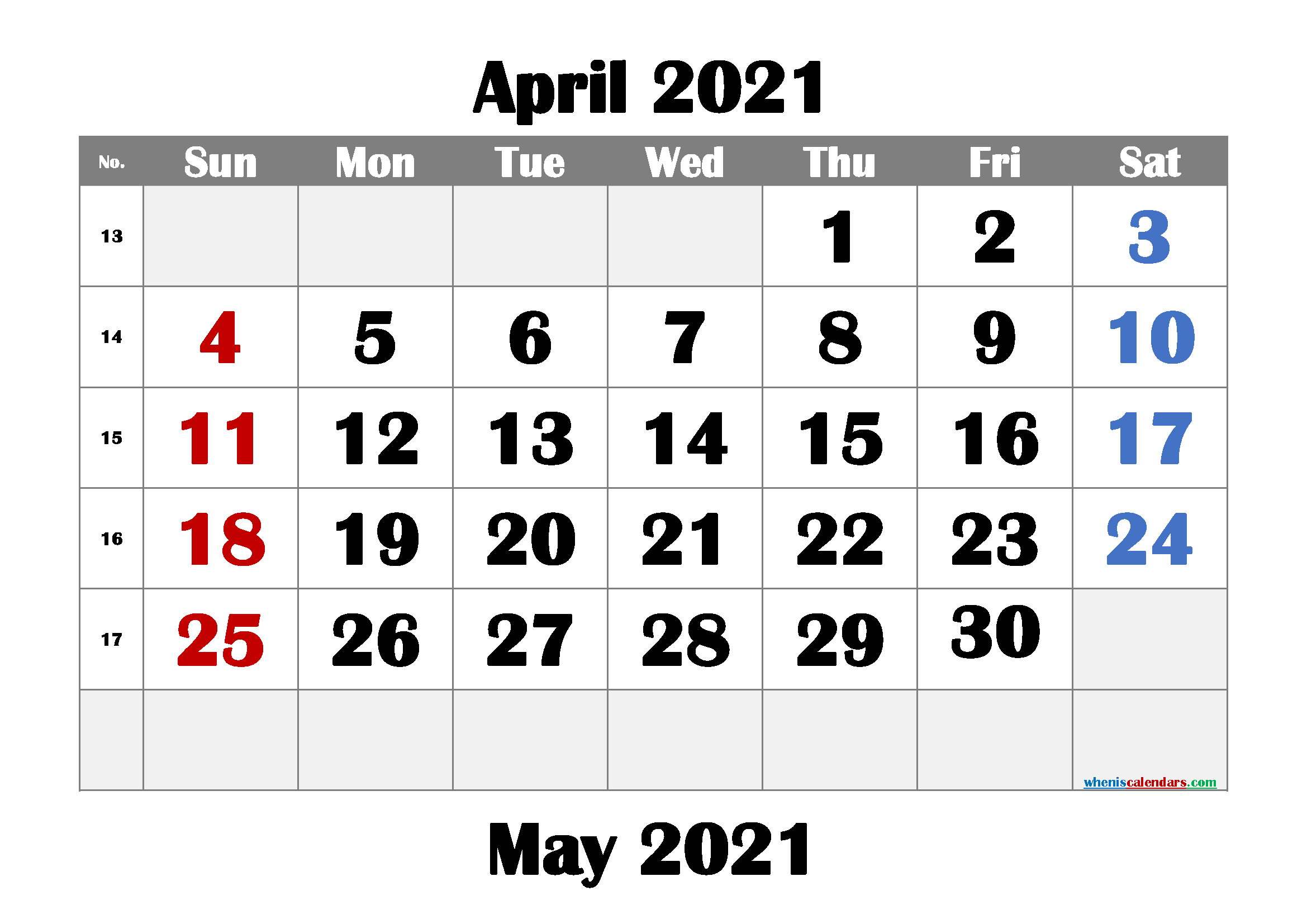 Free Printable Calendar April 2021