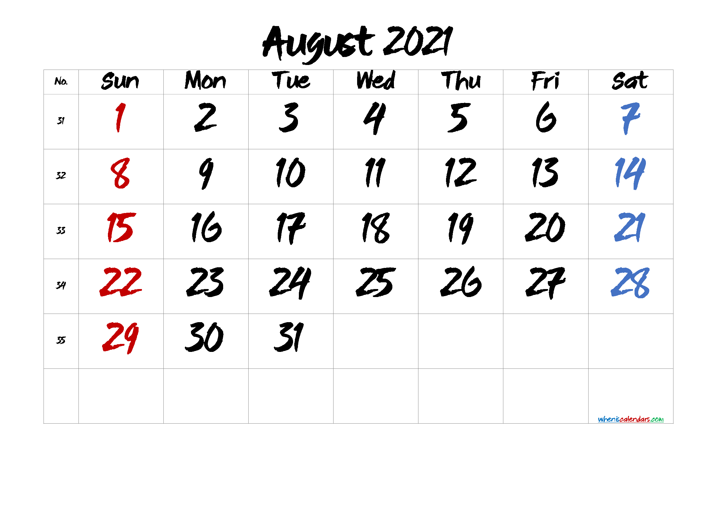 free printable august 2021 calendar with holidays