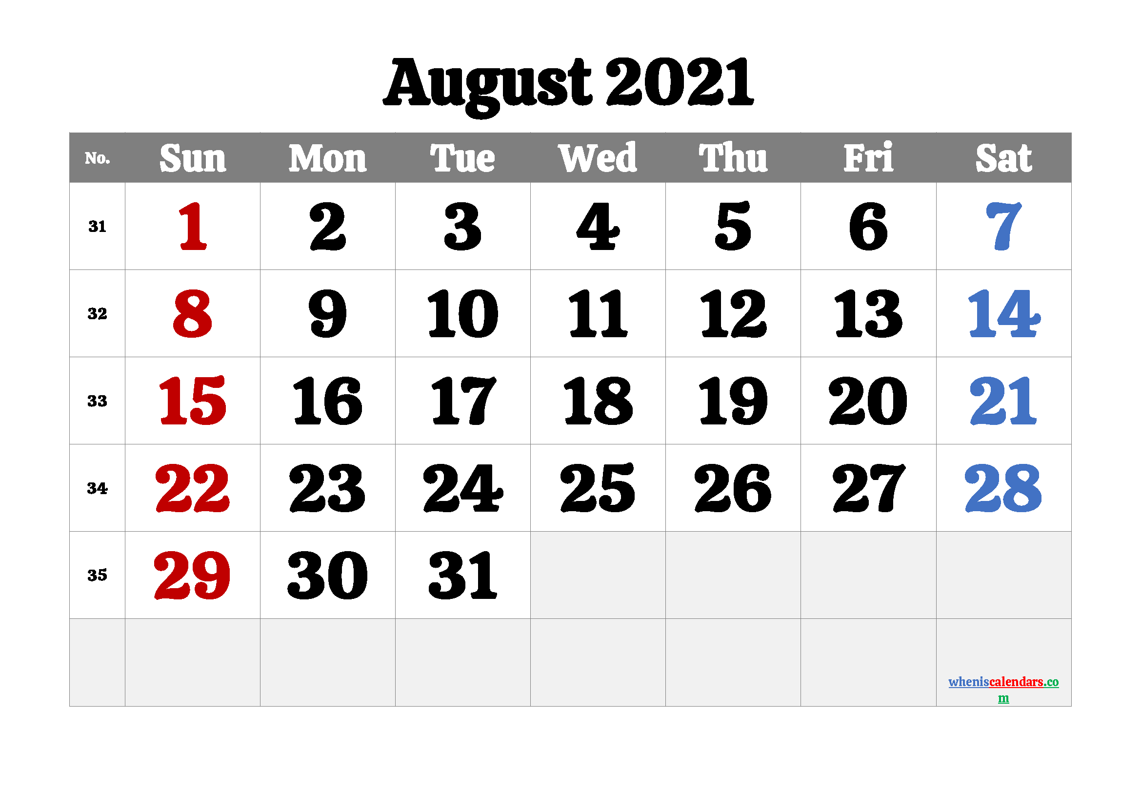 free printable august 2021 calendar with holidays