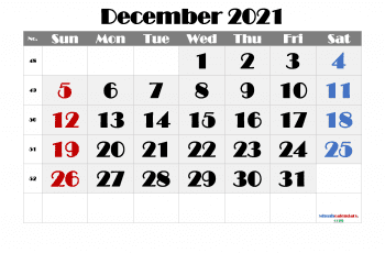 free printable december 2021 calendar with week numbers