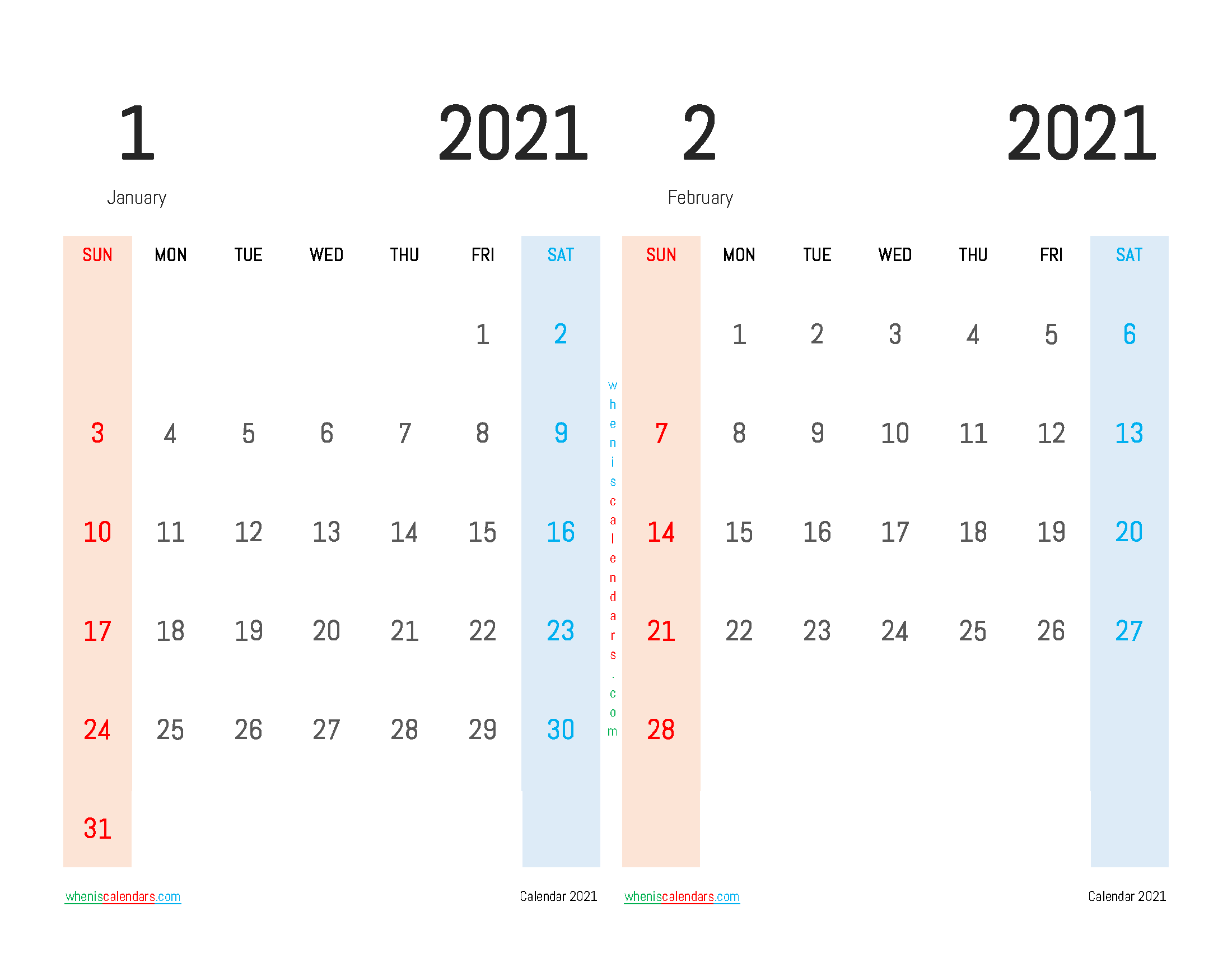 Printable Calendar January February 2021