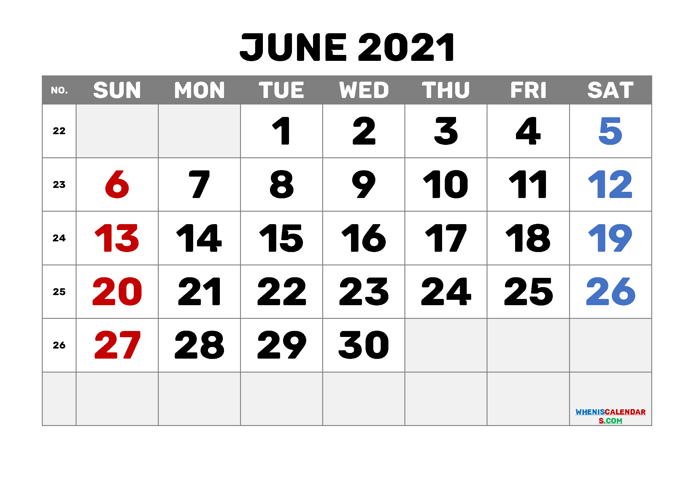 free printable june 2021 calendar with week numbers