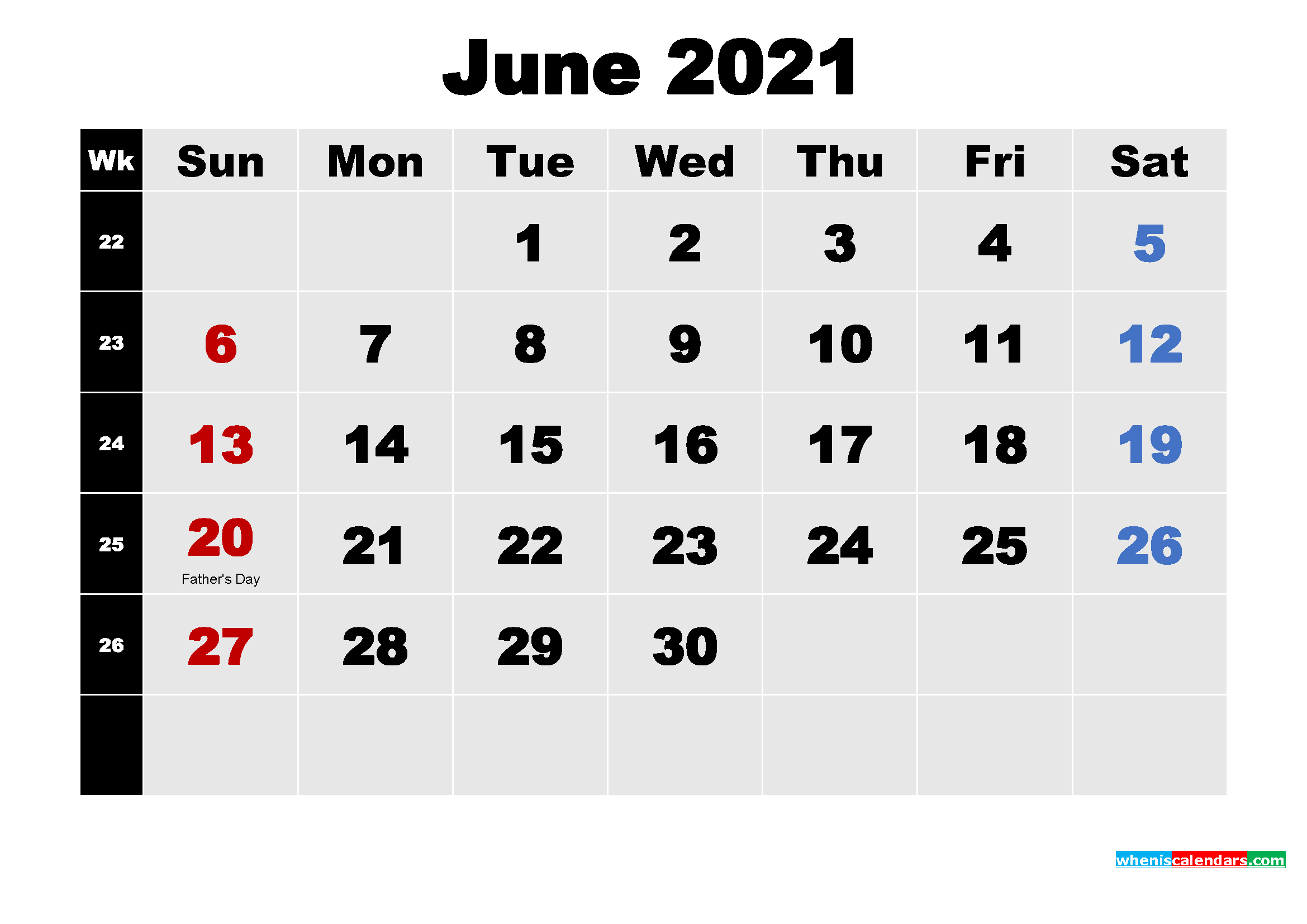 free printable june 2021 calendar with holidays
