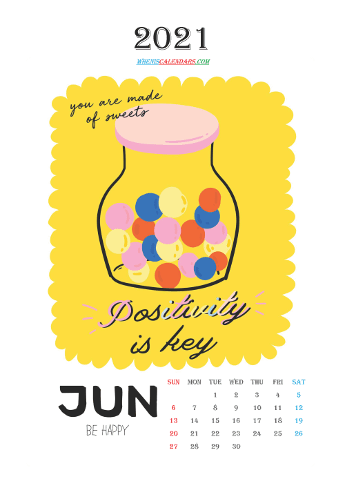 free printable june 2021 calendar cute. awesome free cute printable calendar 2021 for kids