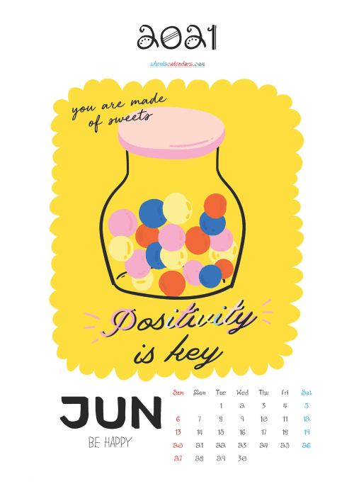 free printable june 2021 calendar cute. awesome free cute printable calendar 2021 for kids