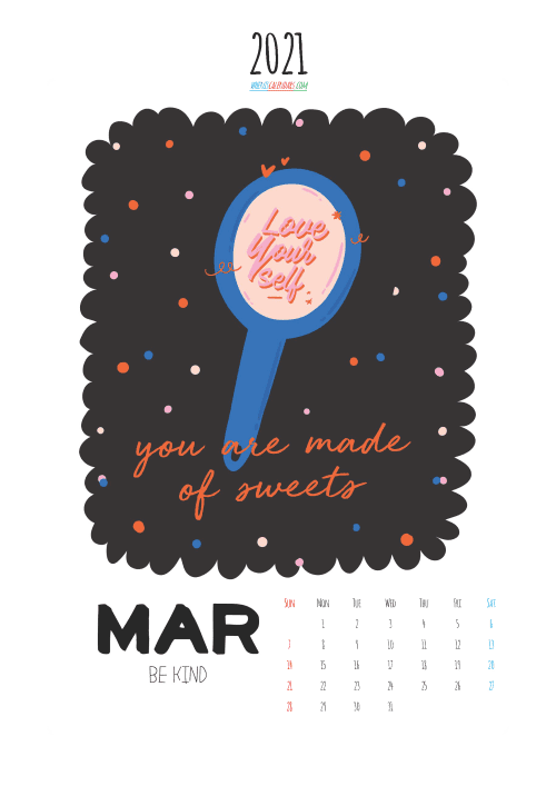 free printable march 2021 calendar cute. awesome free printable 2021 calendar for kids