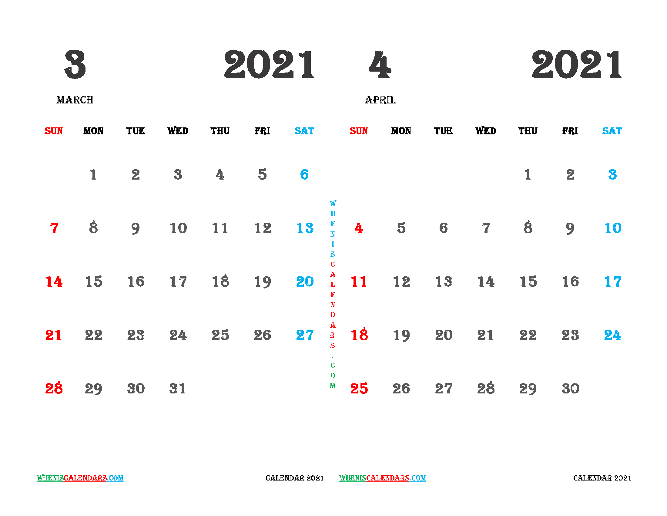 Featured image of post April 2021 Calendar Landscape : Get 2021 monthly calendar holidays printable template.